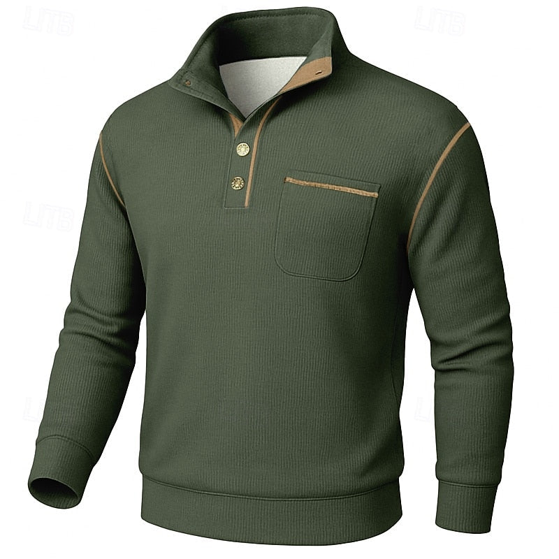 Merrick | Textured Half-Button Knit Pullover