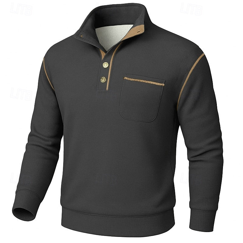 Merrick | Textured Half-Button Knit Pullover