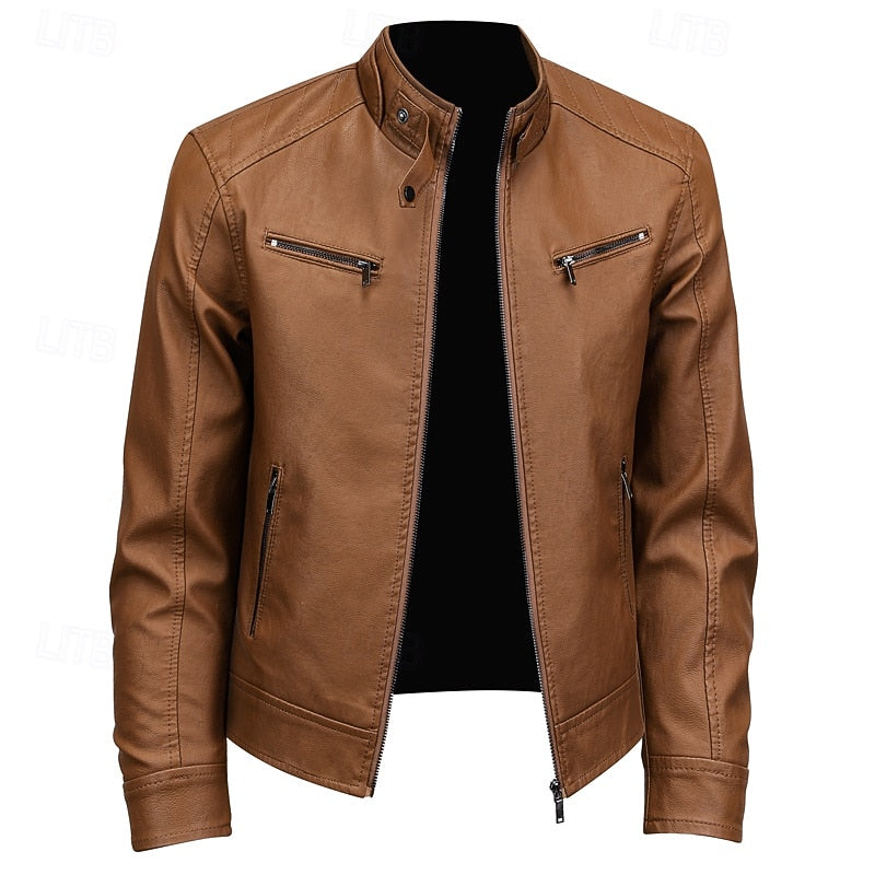 Men's classic cafe racer biker jacket — additional view