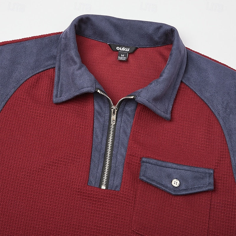 Men's textured quarter-zip sweater — alternate view